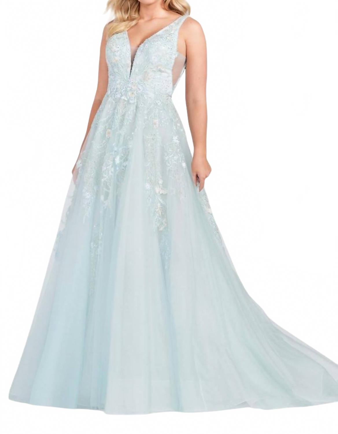 V-образный вырез Длинное вечернее платье в цвете морской дымки Ellie Wilde
V-образный вырез Длинное вечернее платье в цвете морской дымки Ellie Wilde