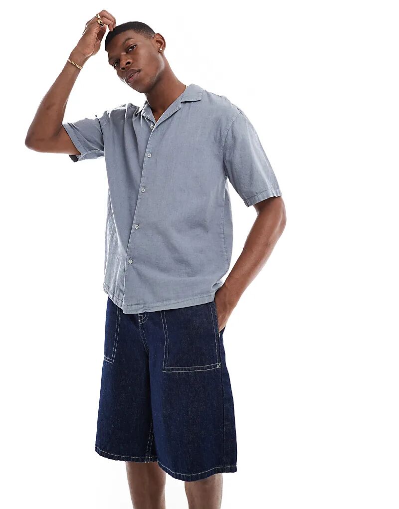 Рубашка с коротким рукавом из льна синего цвета Pull&Bear
Рубашка с коротким рукавом из льна синего цвета Pull&Bear