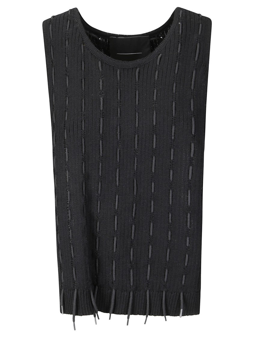 Черная шерстяная майка со шнуровыми вставками Institution
Черная шерстяная майка со шнуровыми вставками Institution