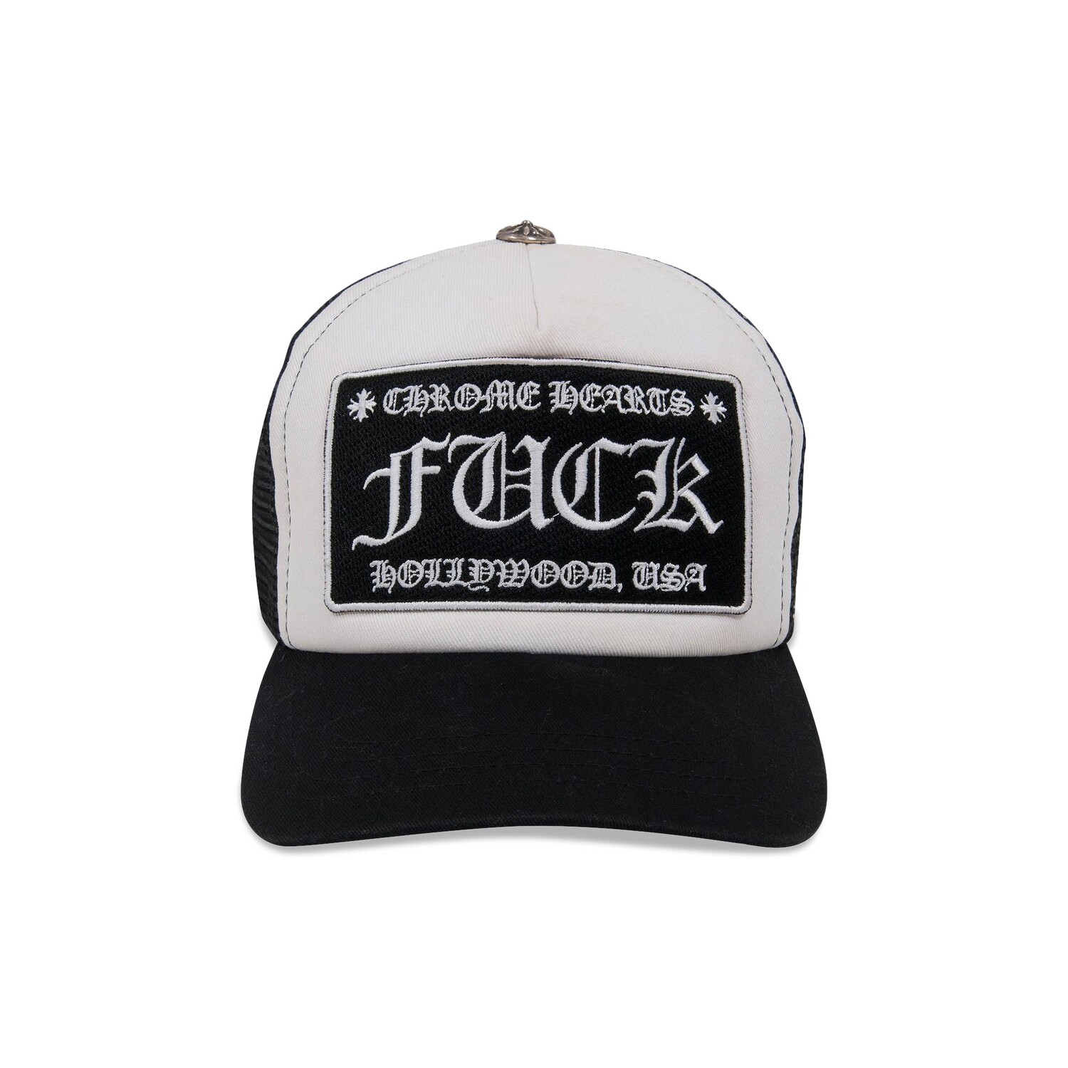 Кепка Chrome Hearts F**k Hollywood Tr**ker, черно-белая
Кепка Chrome Hearts F**k Hollywood Tr**ker, черно-белая