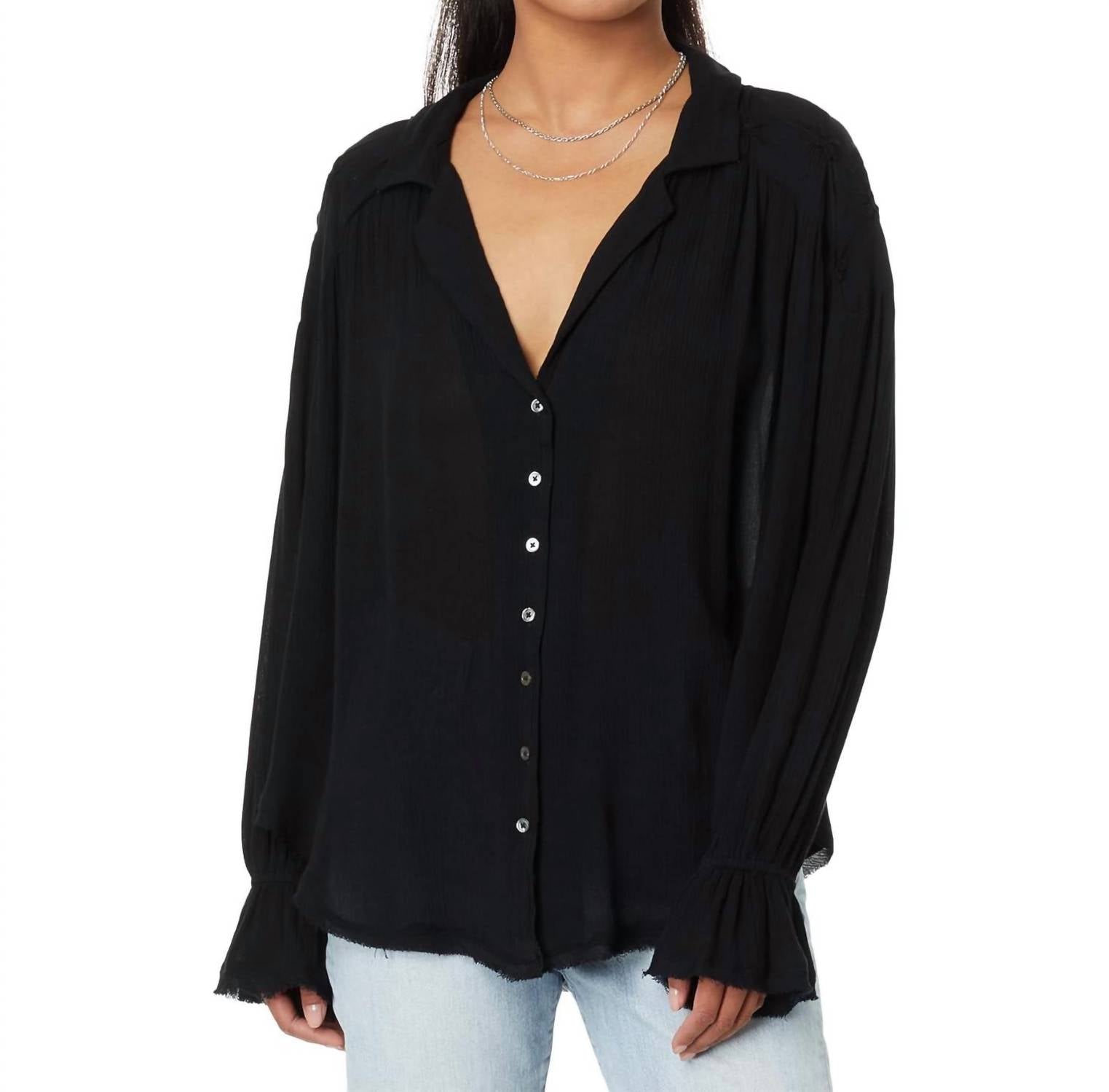 Топ Оливия со сборками черного цвета Free People
Топ Оливия со сборками черного цвета Free People