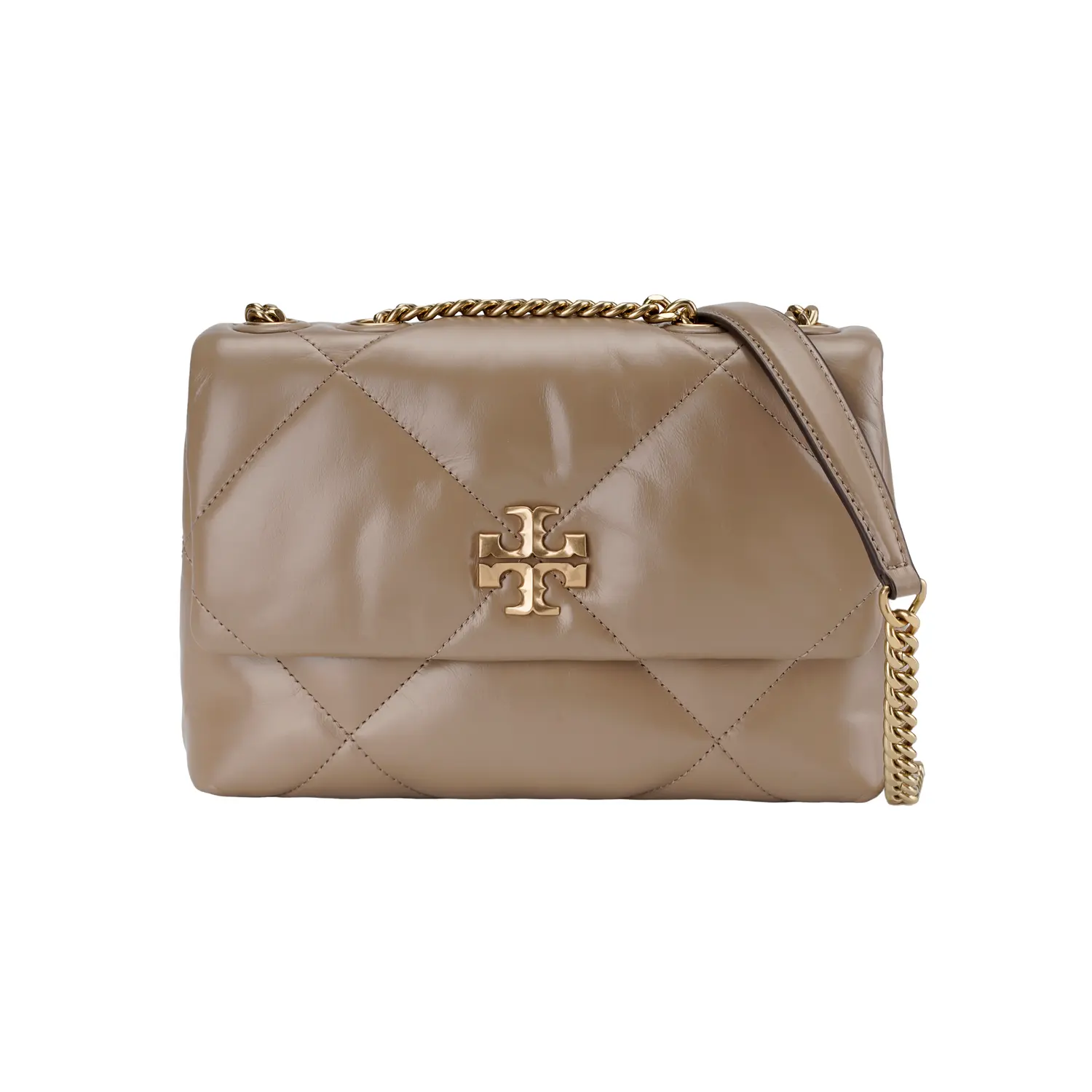 Кожаная портативная сумка Kira Nappa через плечо, маленькая женская сумка тауп дуб TORY BURCH 
Кожаная портативная сумка Kira Nappa через плечо, маленькая женская сумка тауп дуб TORY BURCH