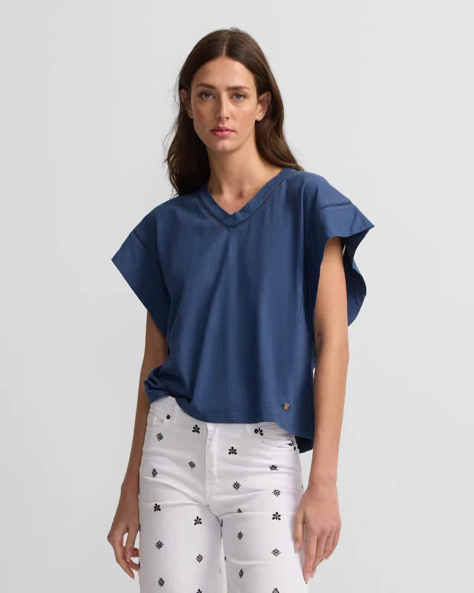 Женская футболка с кружевными деталями Silbon, синий
Женская футболка с кружевными деталями Silbon, синий