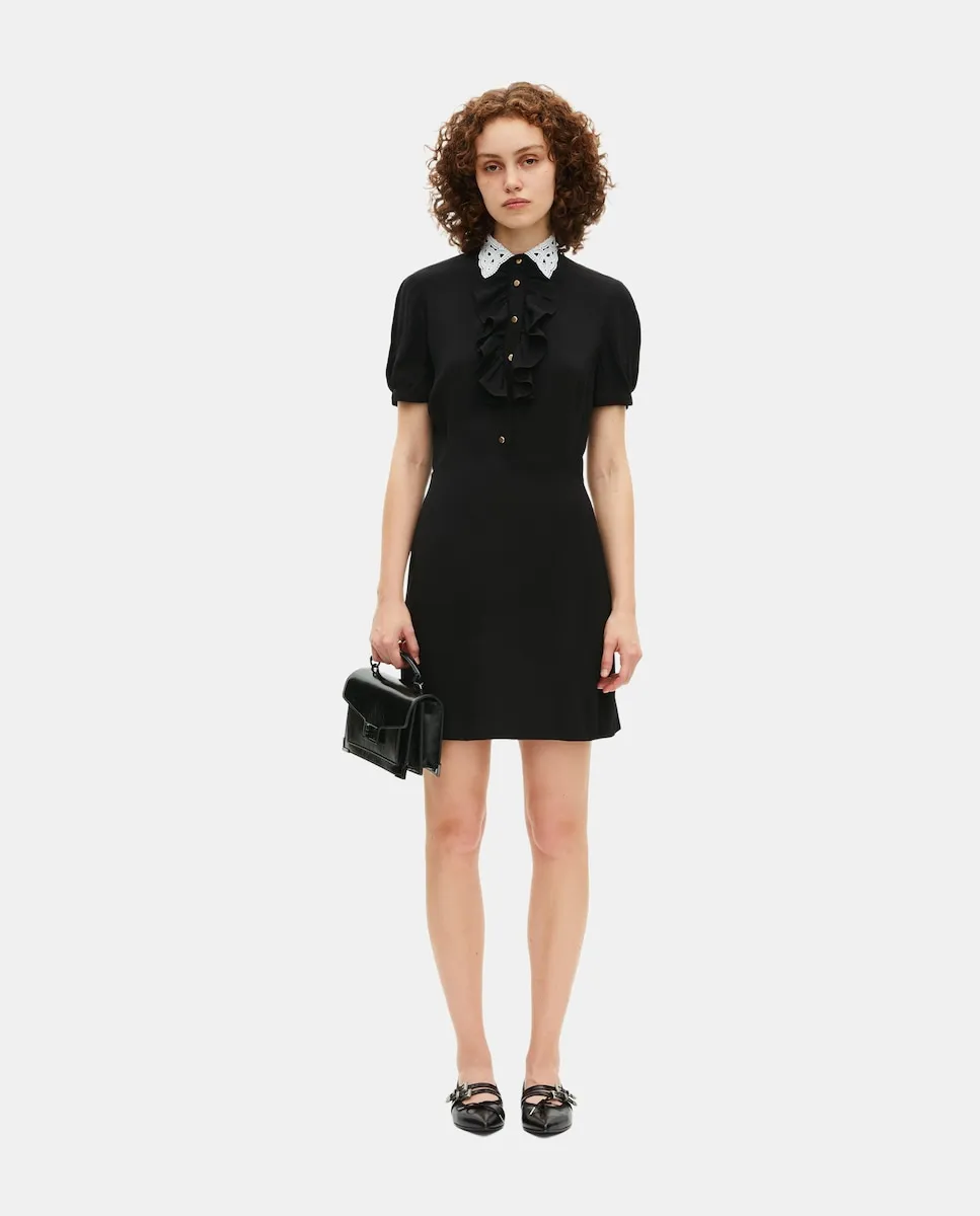 Короткое платье с вышитым контрастным воротником The Kooples, черный
Короткое платье с вышитым контрастным воротником The Kooples, черный