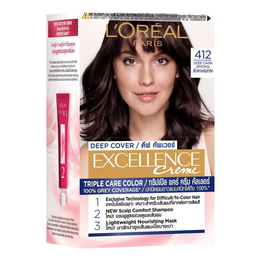 Excellence L'Oreal Paris Creme Deep Cover №412 Темно-коричневый, Deep Dark Brown
Excellence L'Oreal Paris Creme Deep Cover №412 Темно-коричневый, Deep Dark Brown