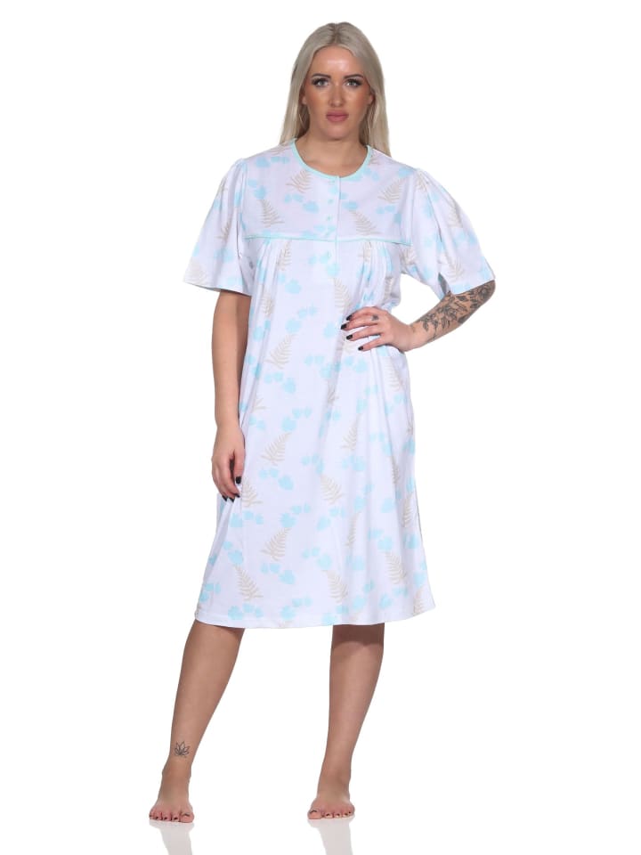 Женственная ночная рубашка с короткими рукавами и пуговицами на шее, светло-бирюзового цвета. NORMANN
Женственная ночная рубашка с короткими рукавами и пуговицами на шее, светло-бирюзового цвета. NORMANN