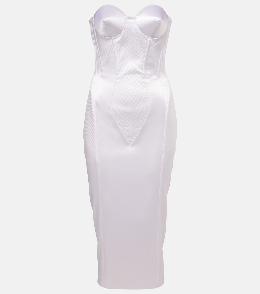 Платье-корсет из атласа без бретелек Dolce&Gabbana, Bianco Ottico 
Платье-корсет из атласа без бретелек Dolce&Gabbana, Bianco Ottico