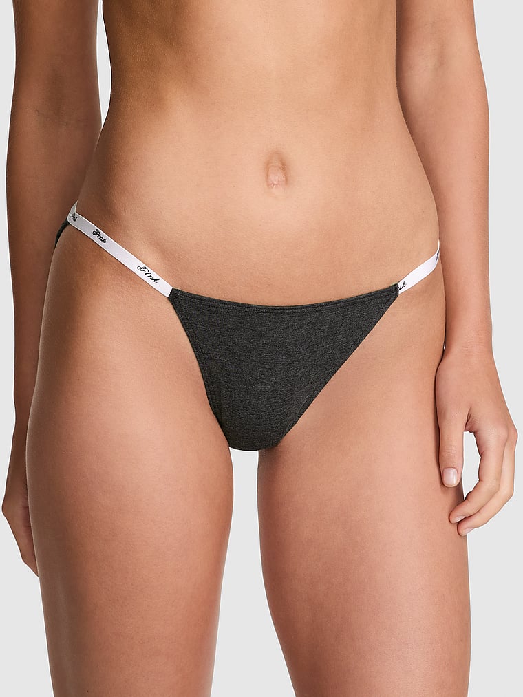 Трусики-Бикини-Стринги из хлопка с логотипом Pink, mini logo waistband charcoal heather grey
Трусики-Бикини-Стринги из хлопка с логотипом Pink, mini logo waistband charcoal heather grey