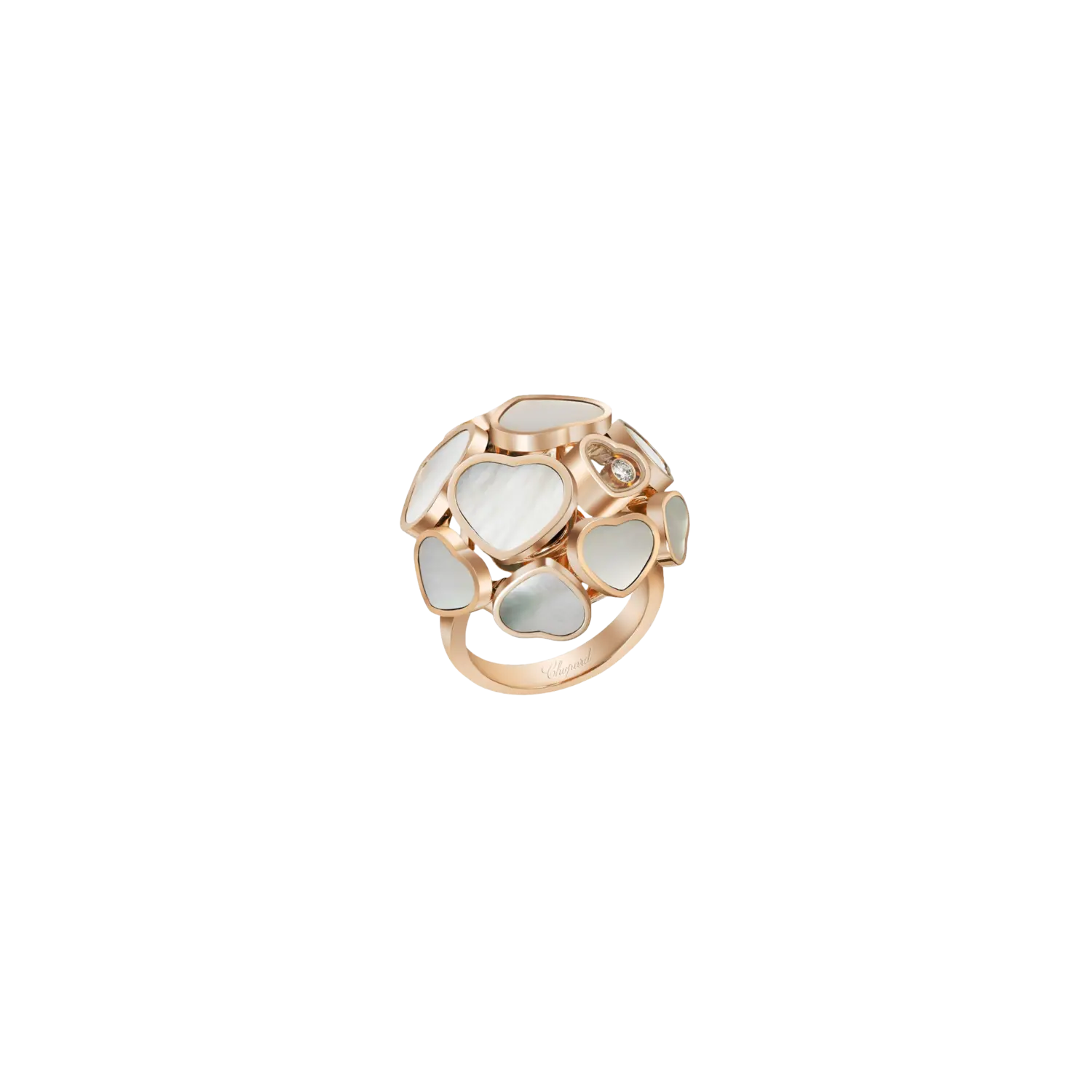 Кольцо Chopard Happy hearts из розового золота с бриллиантами и перламутром
Кольцо Chopard Happy hearts из розового золота с бриллиантами и перламутром