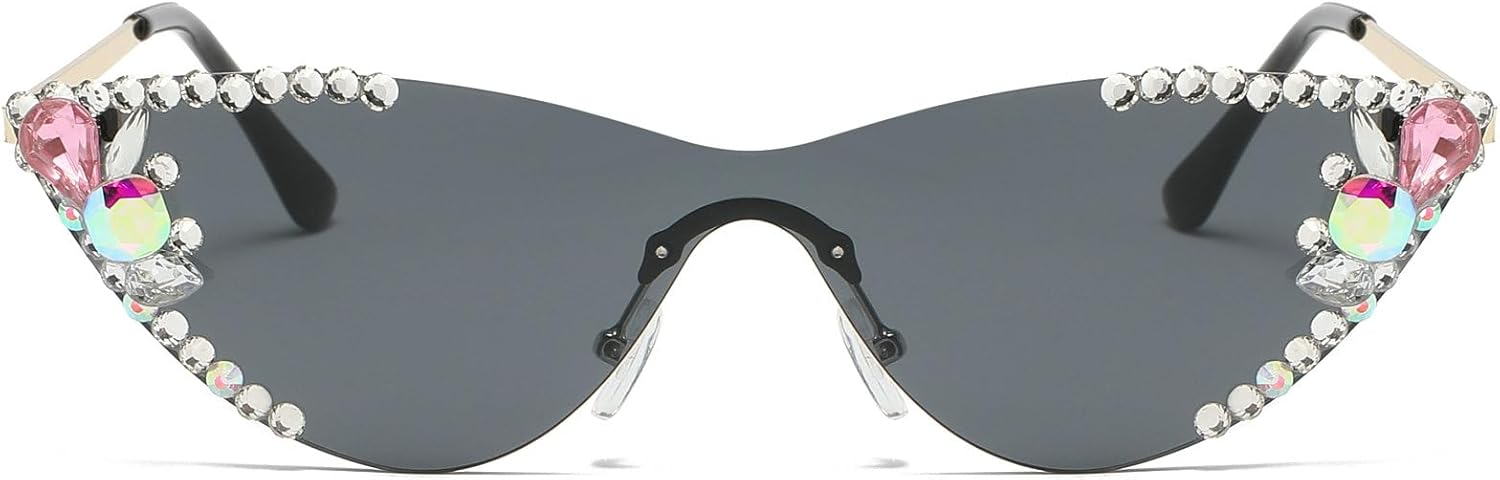 Винтажные солнцезащитные очки без оправы со стразами для женщин, модные очки с градиентными линзами в форме «кошачьего глаза», блестящие бриллиантовые очки для женщин mincl, Black
Винтажные солнцезащитные очки без оправы со стразами для женщин, модные очки с градиентными линзами в форме «кошачьего глаза», блестящие бриллиантовые очки для женщин mincl, Black