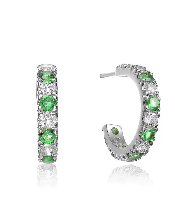 Серьги-Кольца в форме буквы С из стерлингового серебра с покрытием из белого золота и фианитов Genevive, green
Серьги-Кольца в форме буквы С из стерлингового серебра с покрытием из белого золота и фианитов Genevive, green