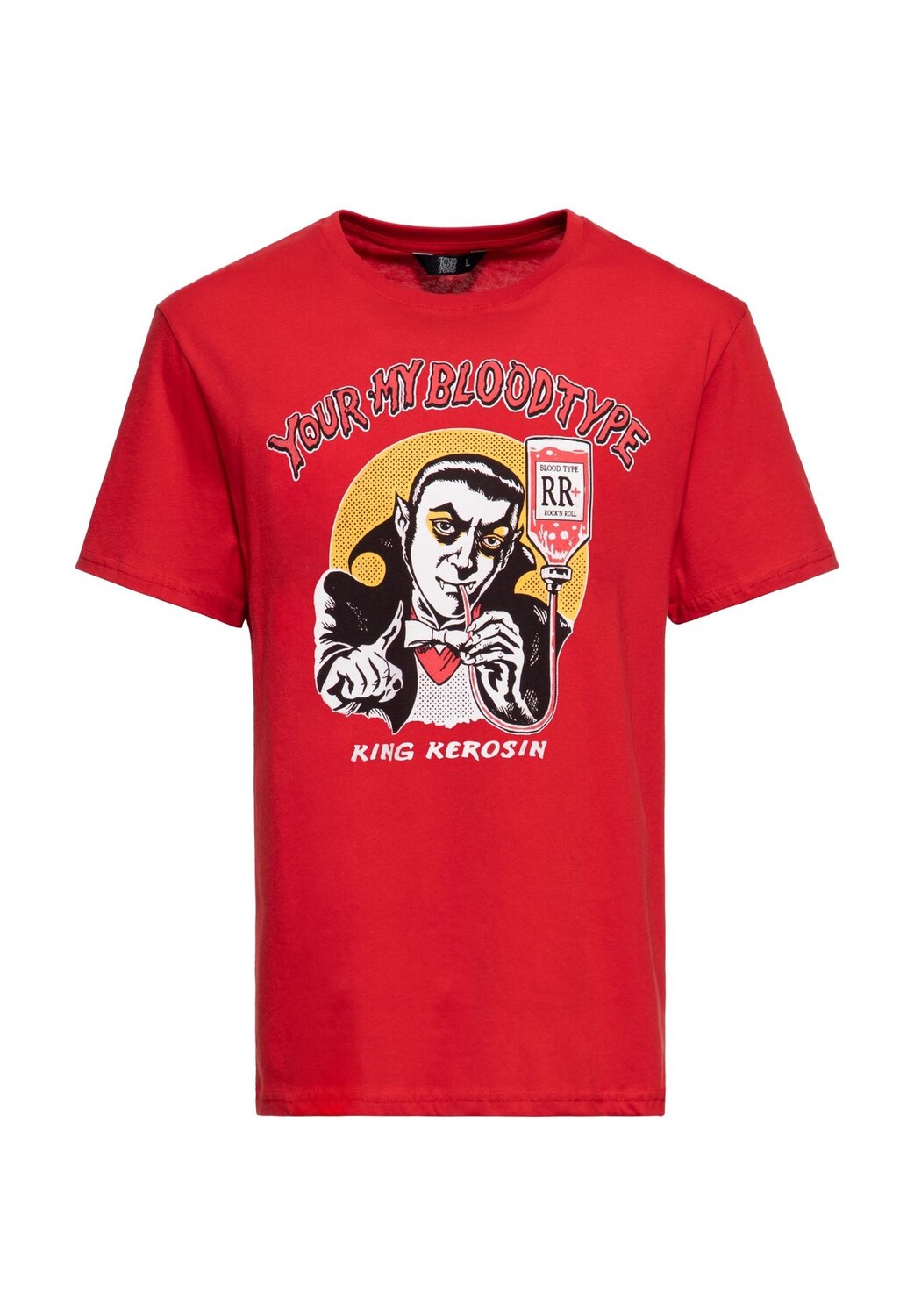 Рубашка с принтом и изображением вампира в стиле комиксов «Ты моя группа крови» KING KEROSIN, красный
Рубашка с принтом и изображением вампира в стиле комиксов «Ты моя группа крови» KING KEROSIN, красный