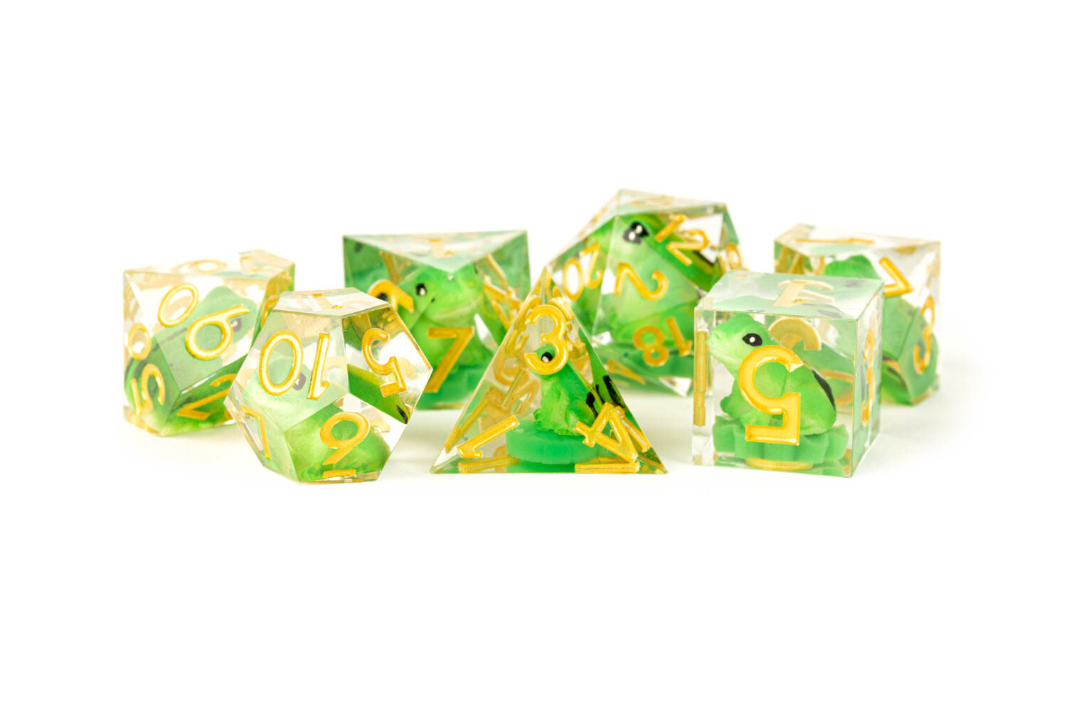 Аксессуары Metallic Dice Games Sharp-Edge Polyhedral Set: Frog (7)
Аксессуары Metallic Dice Games Sharp-Edge Polyhedral Set: Frog (7)