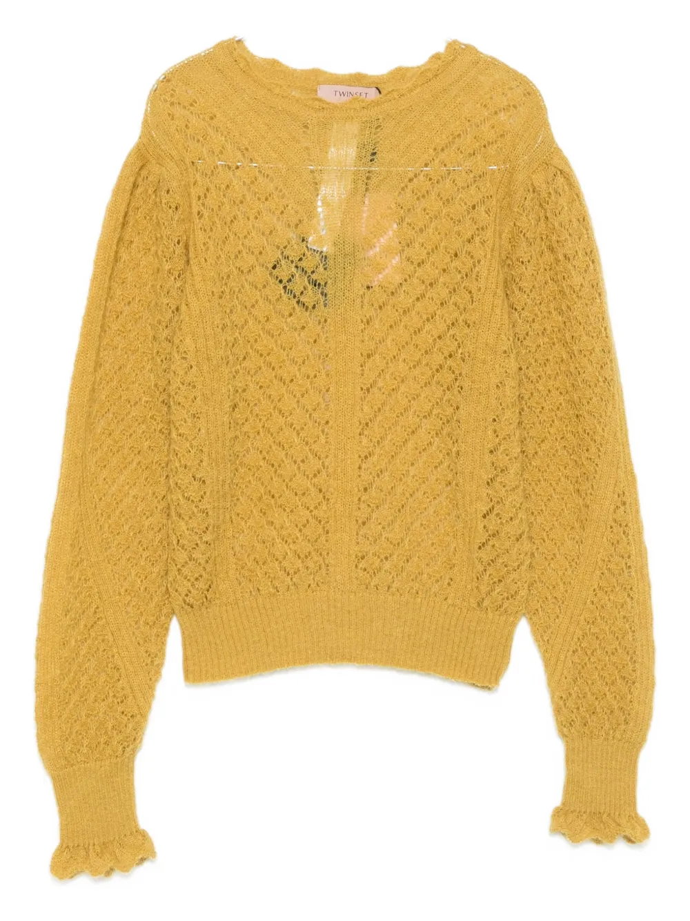 Свитер с оборками на манжетах TWINSET, желтый 
Свитер с оборками на манжетах TWINSET, желтый