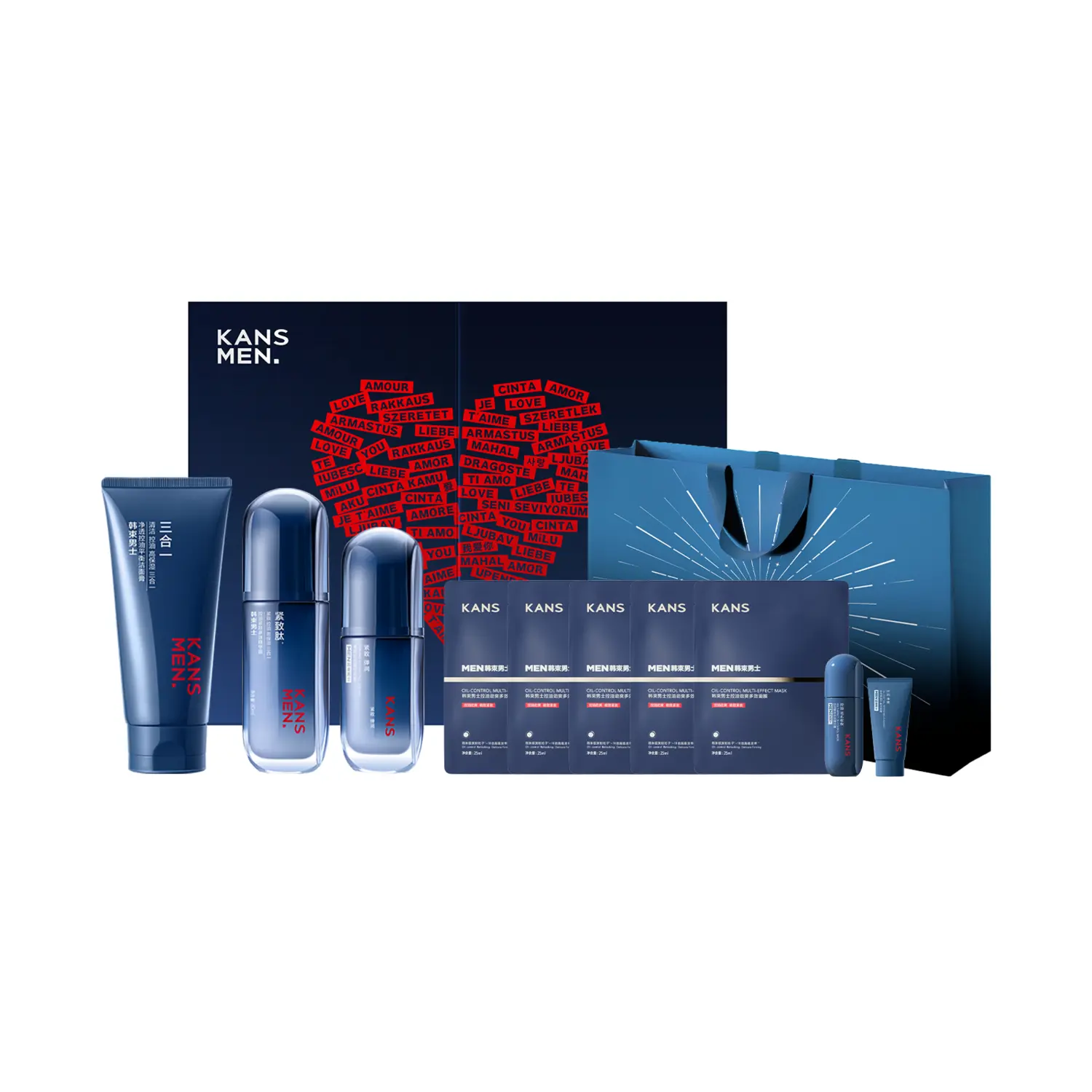 Мужской набор для ухода Oil Control Box: увлажнение, очищение, освежение, увлажнение и питание, три предмета KANS
Мужской набор для ухода Oil Control Box: увлажнение, очищение, освежение, увлажнение и питание, три предмета KANS