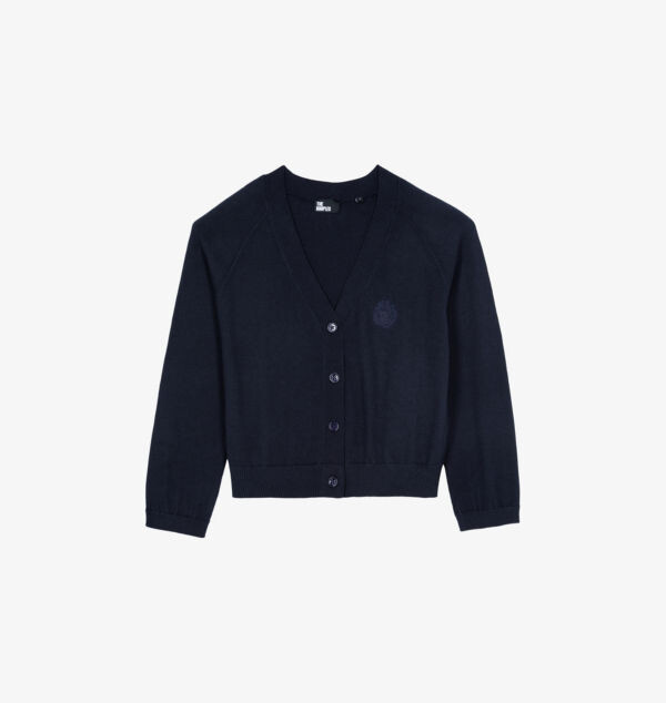 Вязаный кардиган из хлопка и кашемира с контрастной отделкой Crest-Embroidery The Kooples, синий
Вязаный кардиган из хлопка и кашемира с контрастной отделкой Crest-Embroidery The Kooples, синий