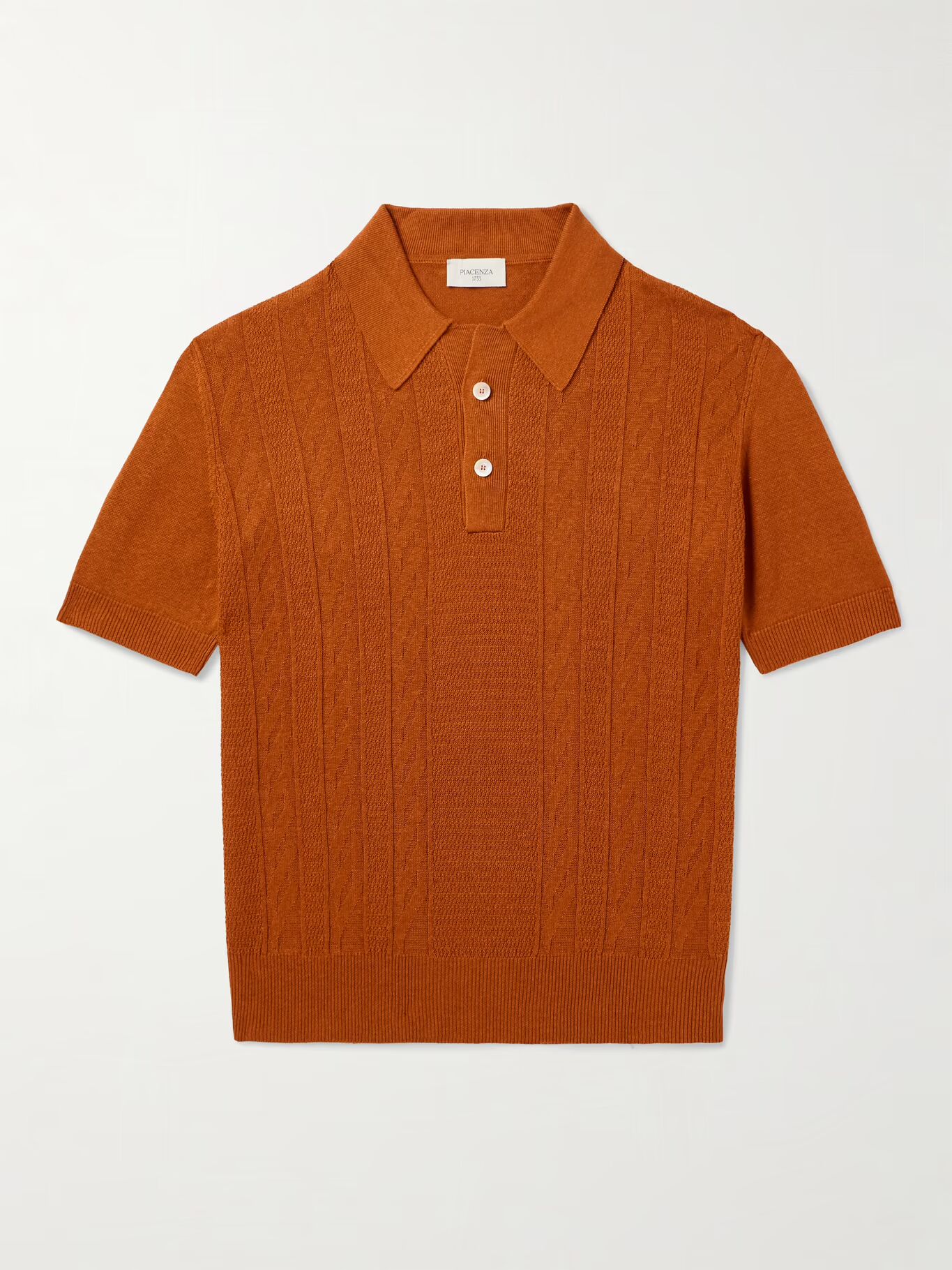 Рубашка поло из смеси шелка и льна с косичным узором PIACENZA 1733, оранжевый
Рубашка поло из смеси шелка и льна с косичным узором PIACENZA 1733, оранжевый