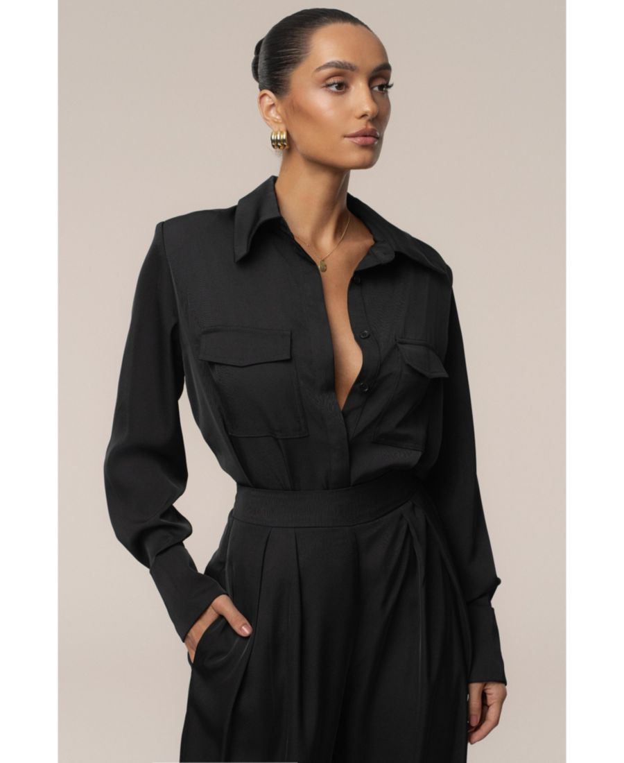 Женская рубашка Misty Button Up стандартного размера JLUXLABEL, Black
Женская рубашка Misty Button Up стандартного размера JLUXLABEL, Black