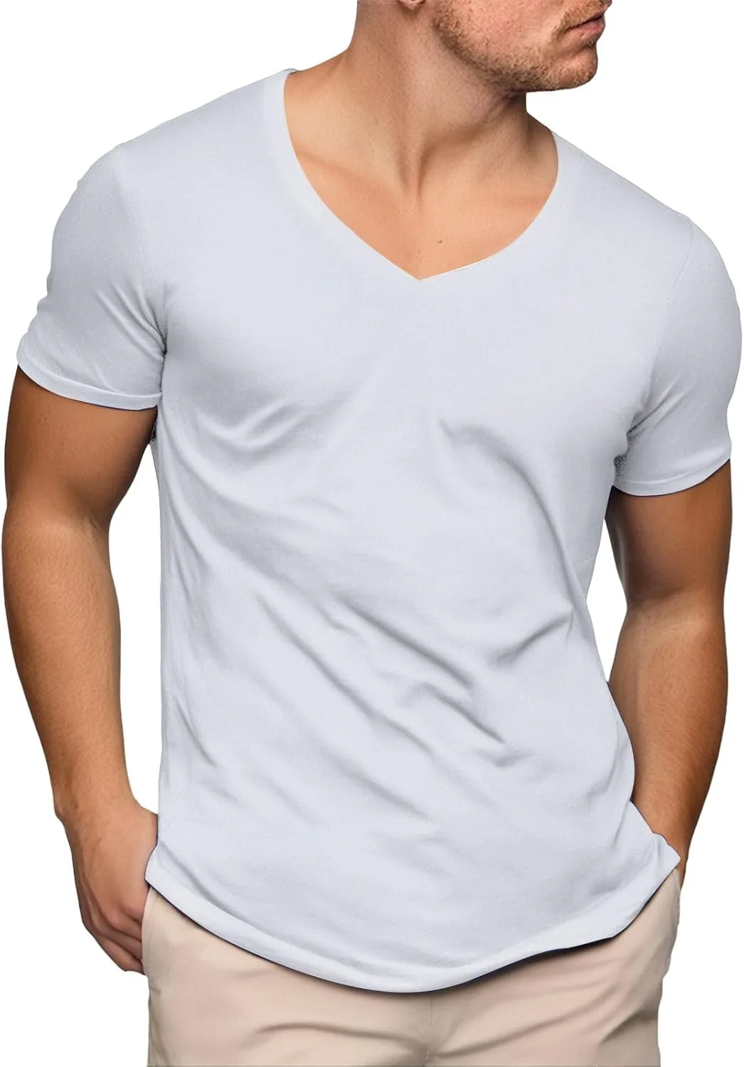 Мужская футболка с V-образным вырезом Slim Fit Wankang
Мужская футболка с V-образным вырезом Slim Fit Wankang