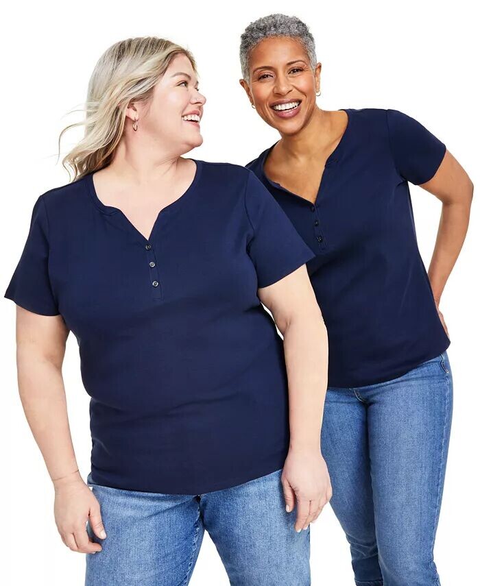 Женский хлопковый топ на пуговицах с короткими рукавами, XS-4X Style & Co, синий
Женский хлопковый топ на пуговицах с короткими рукавами, XS-4X Style & Co, синий