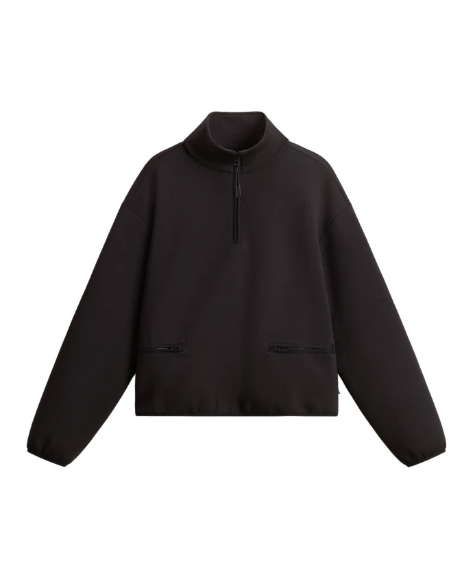 Черный хлопковый свитер на молнии Woolrich, черный
Черный хлопковый свитер на молнии Woolrich, черный