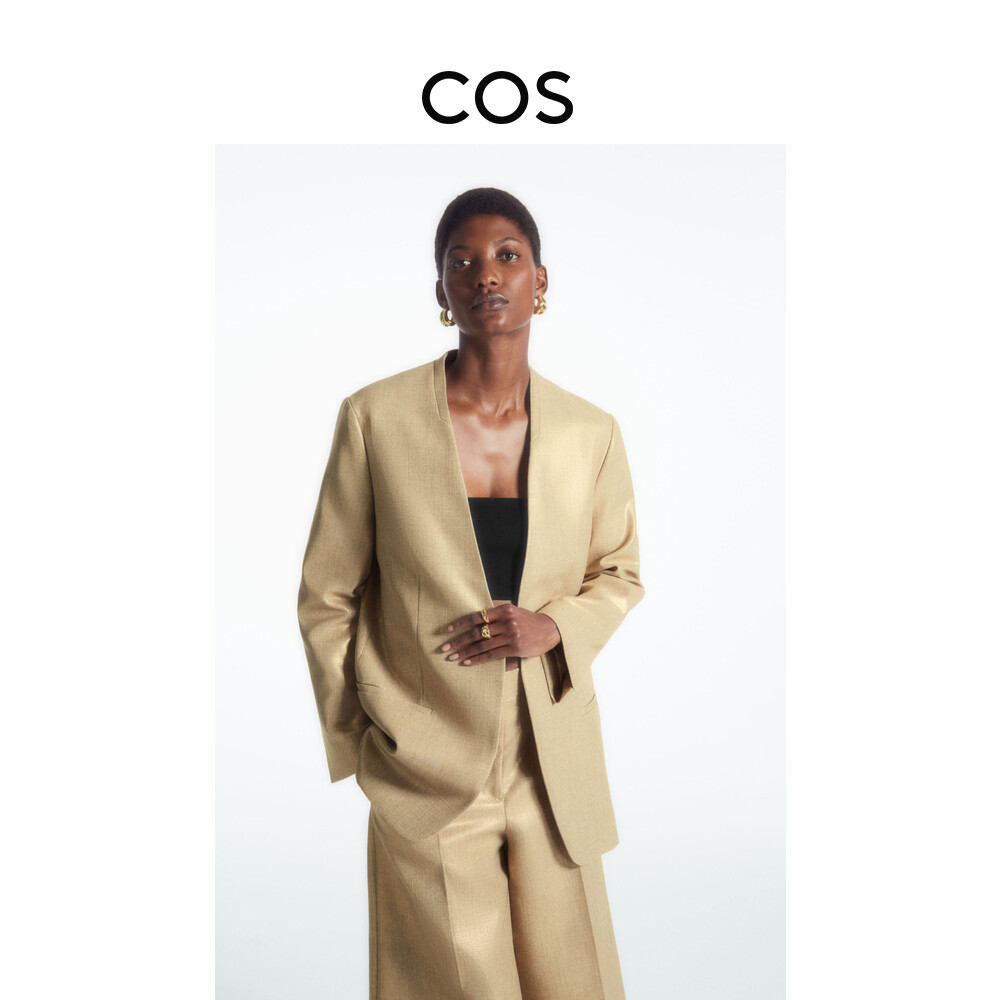 Женский повседневный пиджак Cos металлик без воротника, светло-бежевый
Женский повседневный пиджак Cos металлик без воротника, светло-бежевый