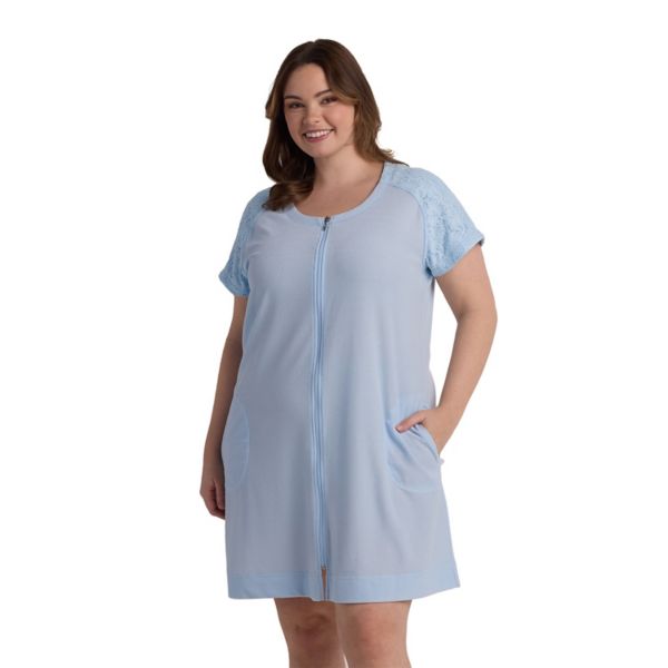 Короткий махровый халат на молнии большого размера Miss Elaine Essentials, голубой
Короткий махровый халат на молнии большого размера Miss Elaine Essentials, голубой