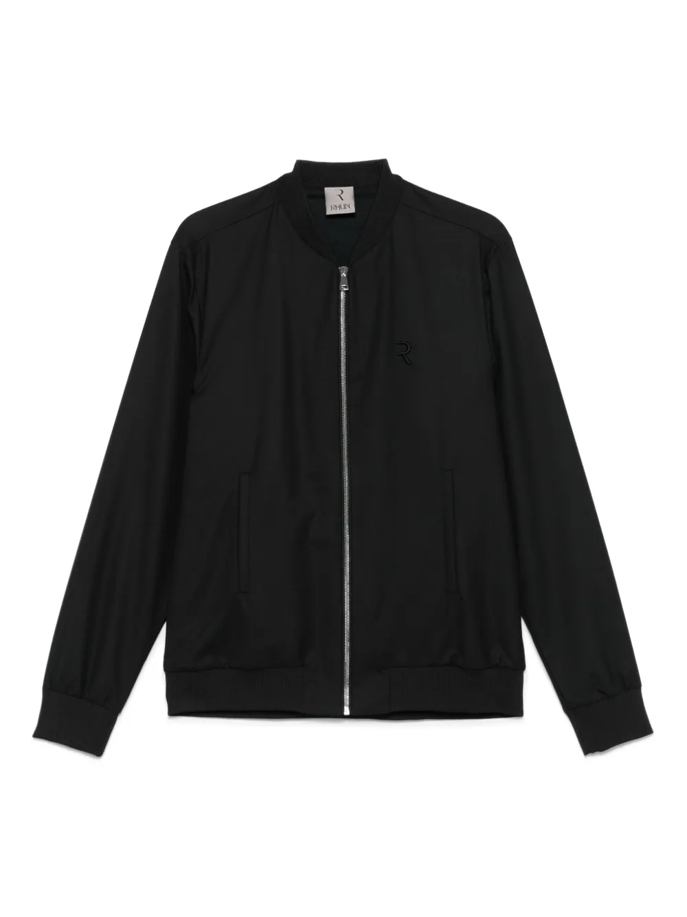 Бомбер на молнии с вышитым логотипом Rhun, черный
Бомбер на молнии с вышитым логотипом Rhun, черный