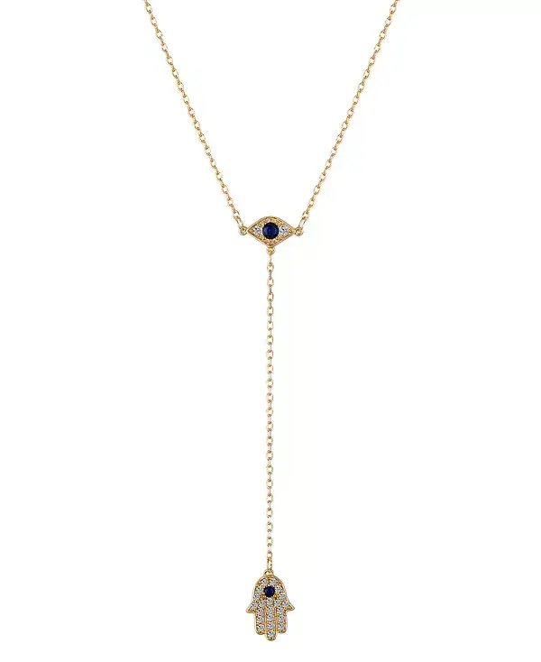 Y-Образное ожерелье с хамсой и синим кубическим цирконием от сглаза Unwritten, gold
Y-Образное ожерелье с хамсой и синим кубическим цирконием от сглаза Unwritten, gold