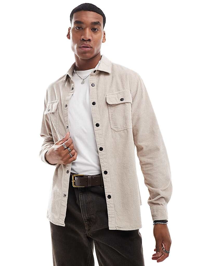 ASOS DESIGN - Серо-бежевая вельветовая рубашка с кнопками
ASOS DESIGN - Серо-бежевая вельветовая рубашка с кнопками