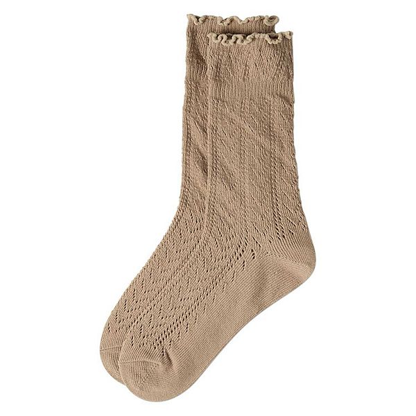 Женские носки с ажурными рюшами Memoi, Latte
Женские носки с ажурными рюшами Memoi, Latte