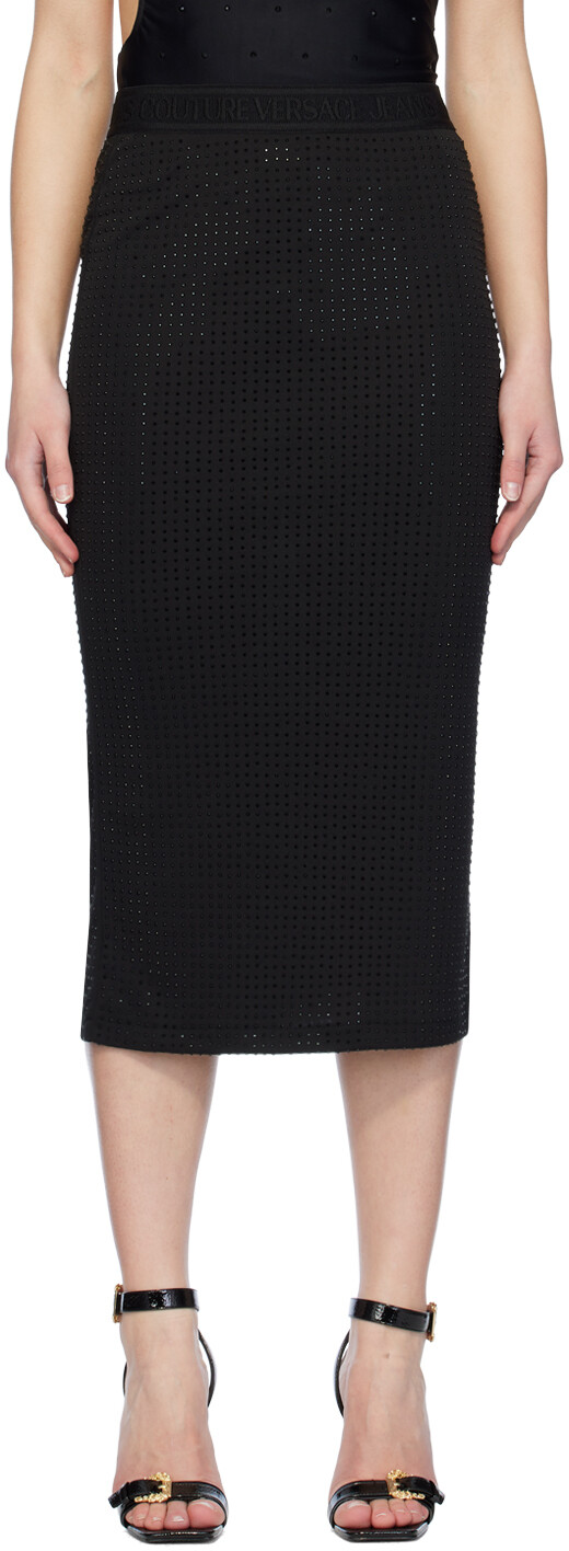 Черная юбка-миди с кристаллами Versace Jeans Couture
Черная юбка-миди с кристаллами Versace Jeans Couture