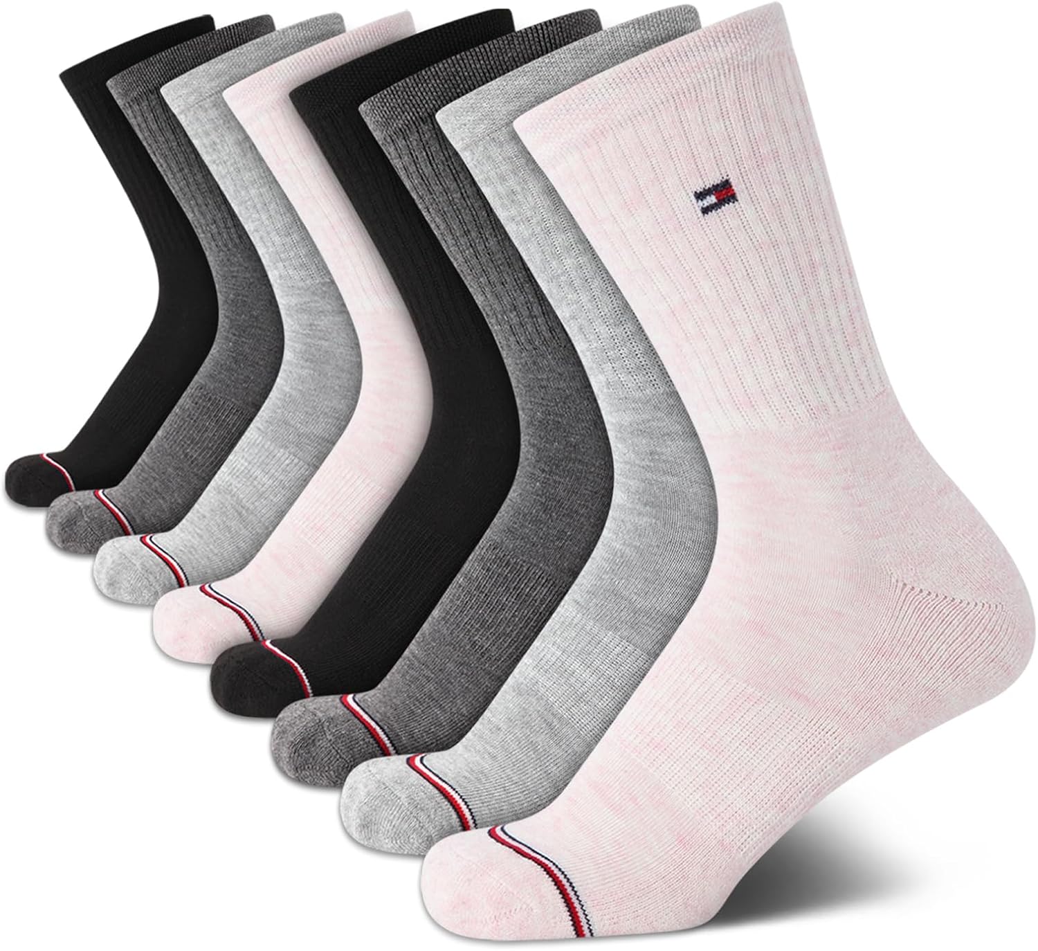 Женские носки Tommy Hilfiger Crew - 8 пар мягких спортивных носков до середины голени с амортизацией для женщин (размер обуви: 4-10), Rose Smoke Heather Assorted
Женские носки Tommy Hilfiger Crew - 8 пар мягких спортивных носков до середины голени с амортизацией для женщин (размер обуви: 4-10), Rose Smoke Heather Assorted