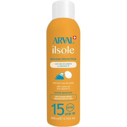 Arval Il Sole Защитный мусс SPF15 200мл
Arval Il Sole Защитный мусс SPF15 200мл