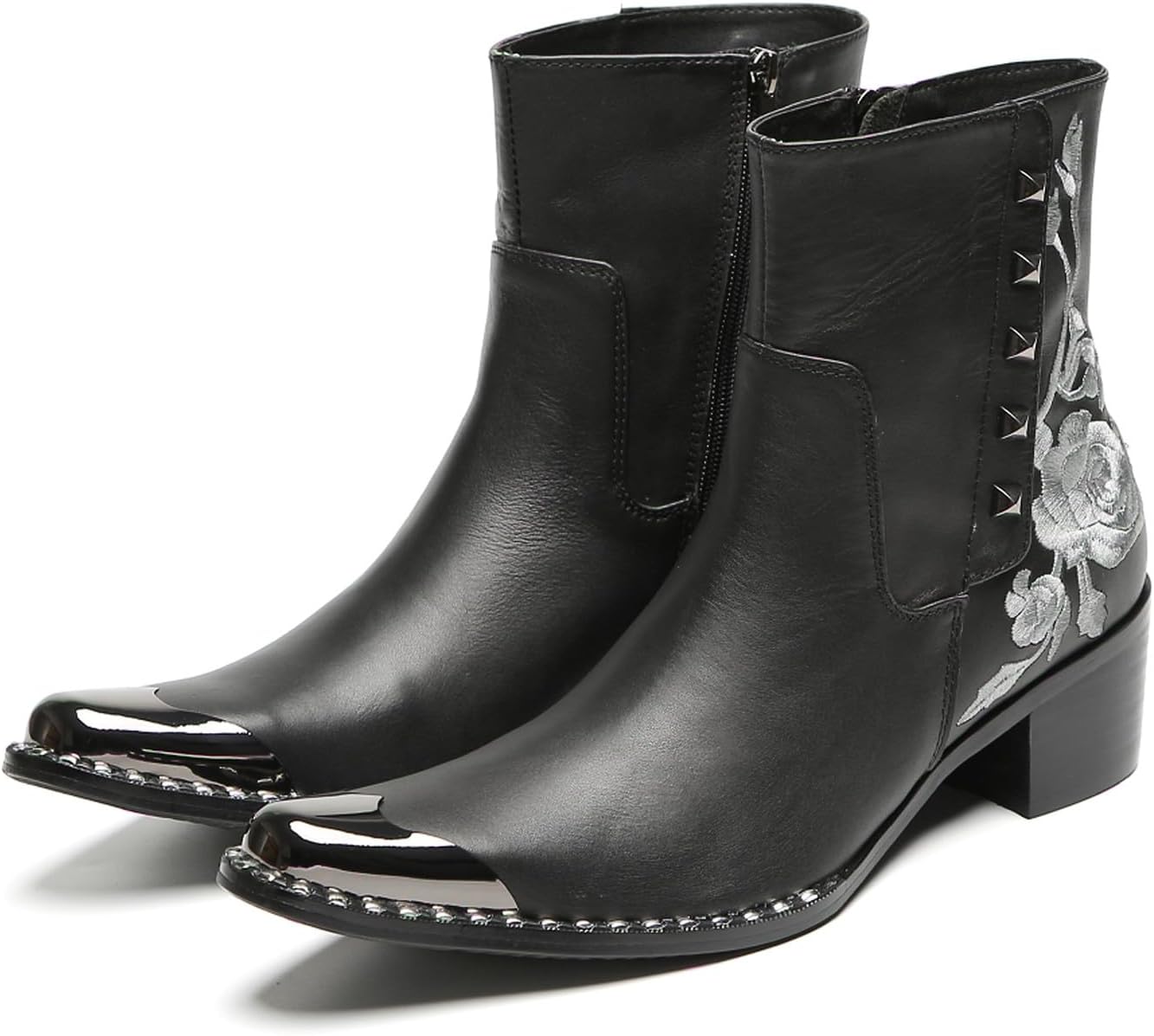 Мужские кожаные повседневные и праздничные вестерн-сапоги Santimon - с вышитой розой, боковой молнией и металлическим носком, ковбойские ботинки на щиколотку для вечеринок, свадеб, выступлений на сцене и модных нарядов, черный
Мужские кожаные повседневные и праздничные вестерн-сапоги Santimon - с вышитой розой, боковой молнией и металлическим носком, ковбойские ботинки на щиколотку для вечеринок, свадеб, выступлений на сцене и модных нарядов, черный