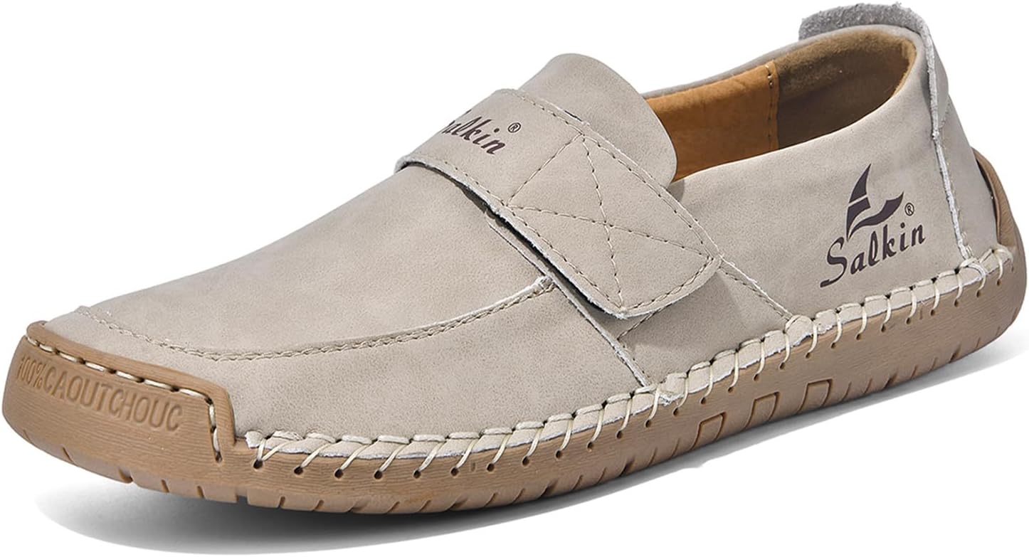 Мужские повседневные лоферы без шнурков, вручную сшитые кожаные мокасины с ремешком на липучке, противоскользящей мягкой подошвой, прогулок и на улицу Eggdk, бежевый
Мужские повседневные лоферы без шнурков, вручную сшитые кожаные мокасины с ремешком на липучке, противоскользящей мягкой подошвой, прогулок и на улицу Eggdk, бежевый