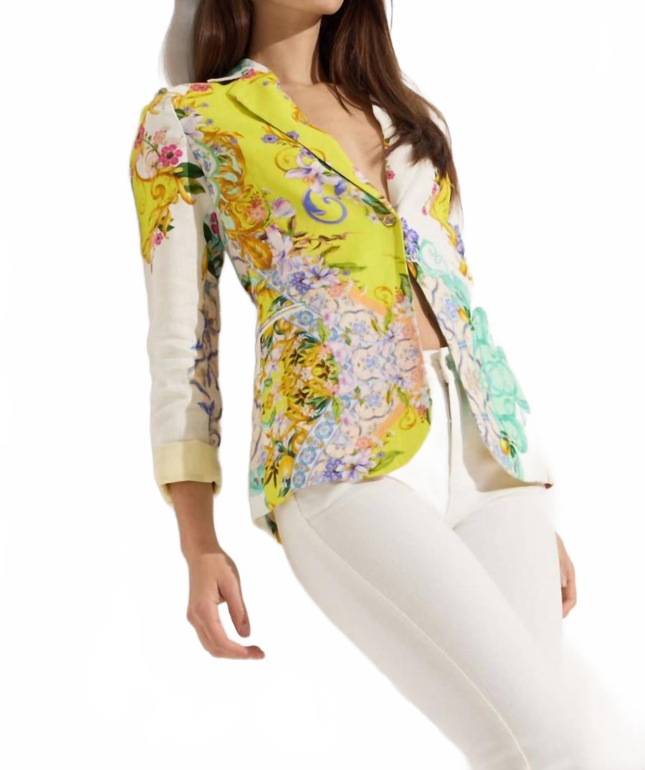 Женский льняной жакет на пуговицах в желтом цвете Oolala
Женский льняной жакет на пуговицах в желтом цвете Oolala