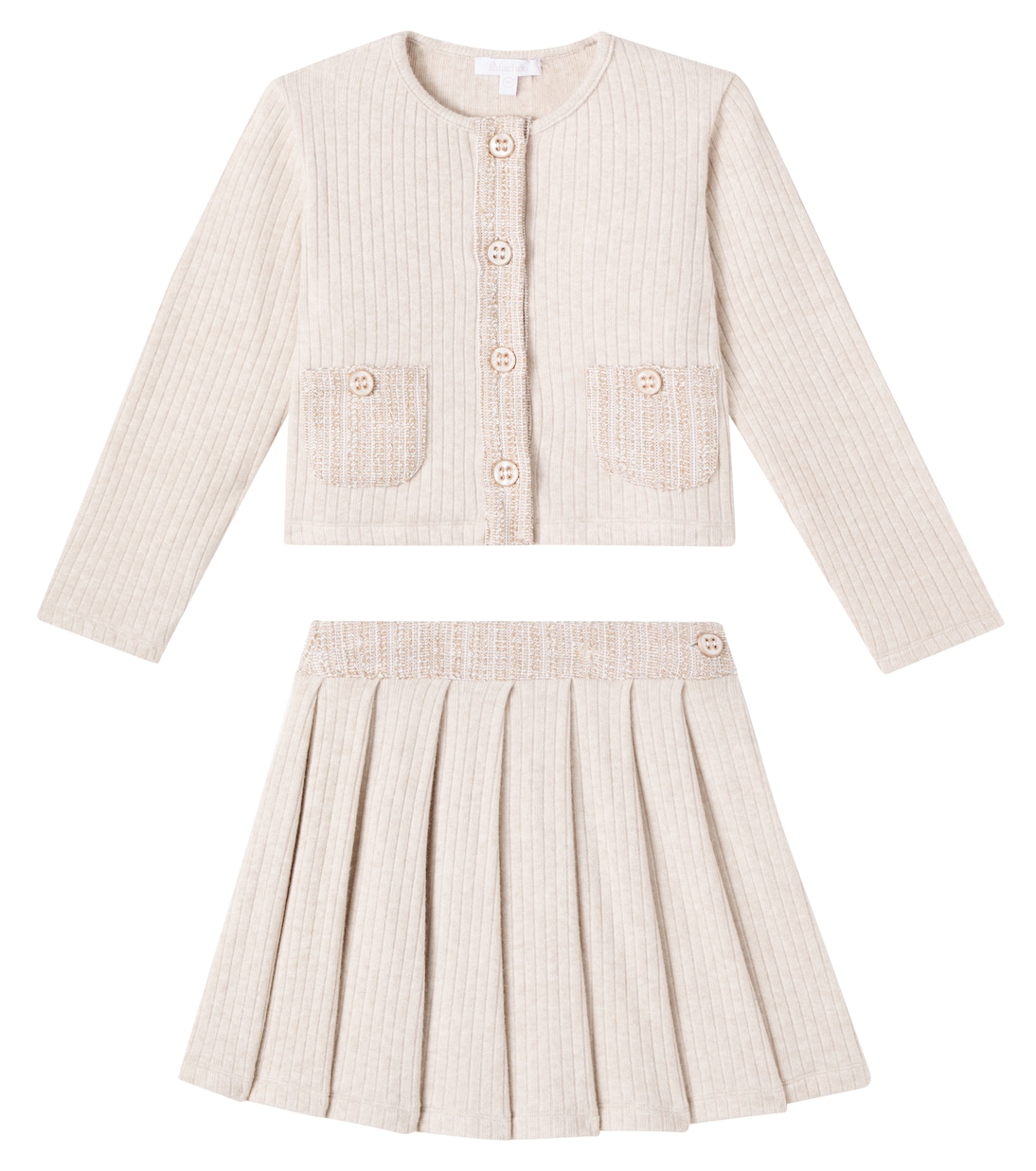 Комплект из кардигана и юбки в рубчик Patachou, бежевый
Комплект из кардигана и юбки в рубчик Patachou, бежевый