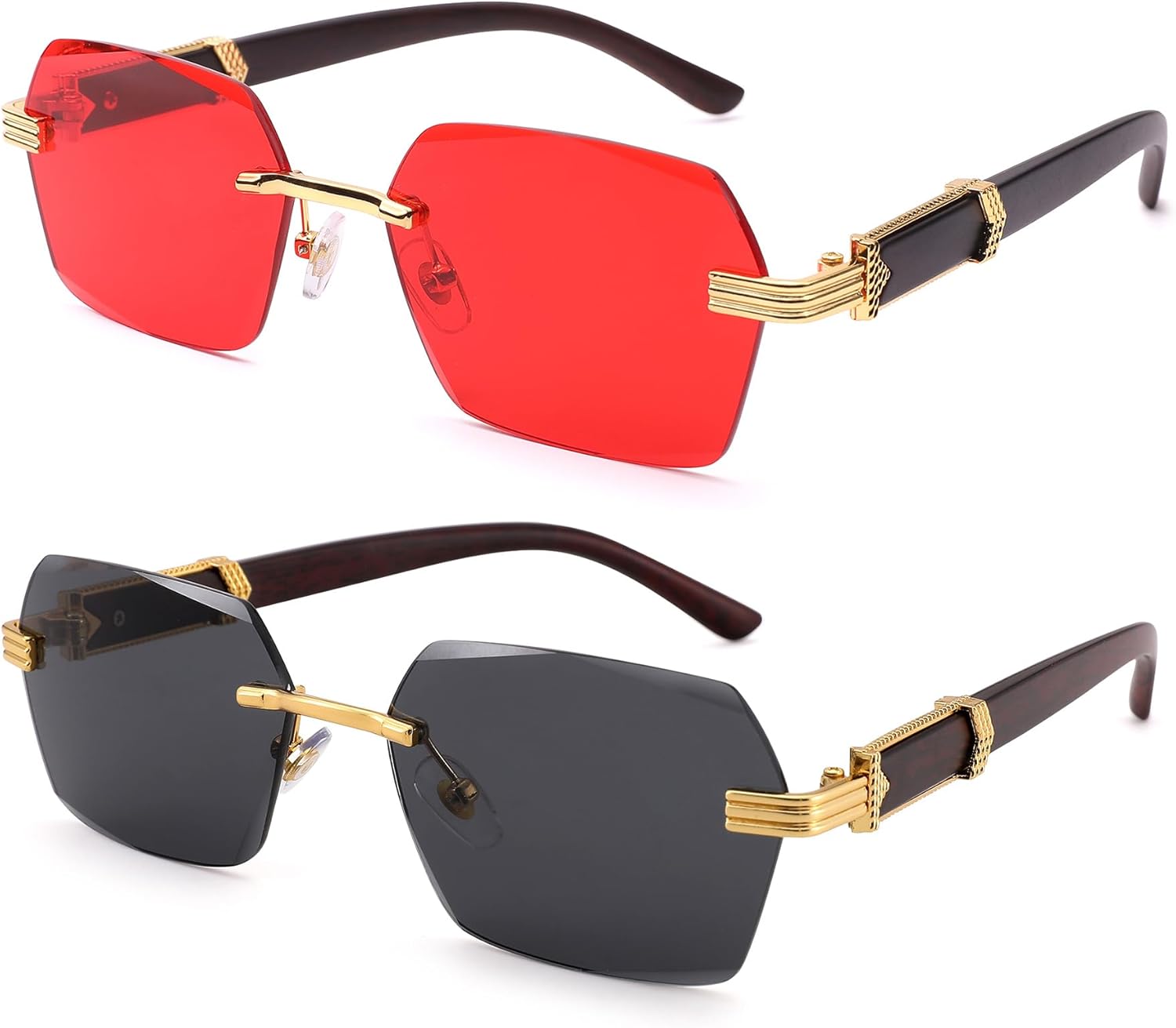 Солнцезащитные очки Hycredi без оправы, прямоугольной формы, для мужчин и женщин, в стиле ретро, без оправы, квадратной формы, солнцезащитные очки в стиле Y2k, тонированные очки, B6 * 2 Pack (Red + Black)
Солнцезащитные очки Hycredi без оправы, прямоугольной формы, для мужчин и женщин, в стиле ретро, без оправы, квадратной формы, солнцезащитные очки в стиле Y2k, тонированные очки, B6 * 2 Pack (Red + Black)