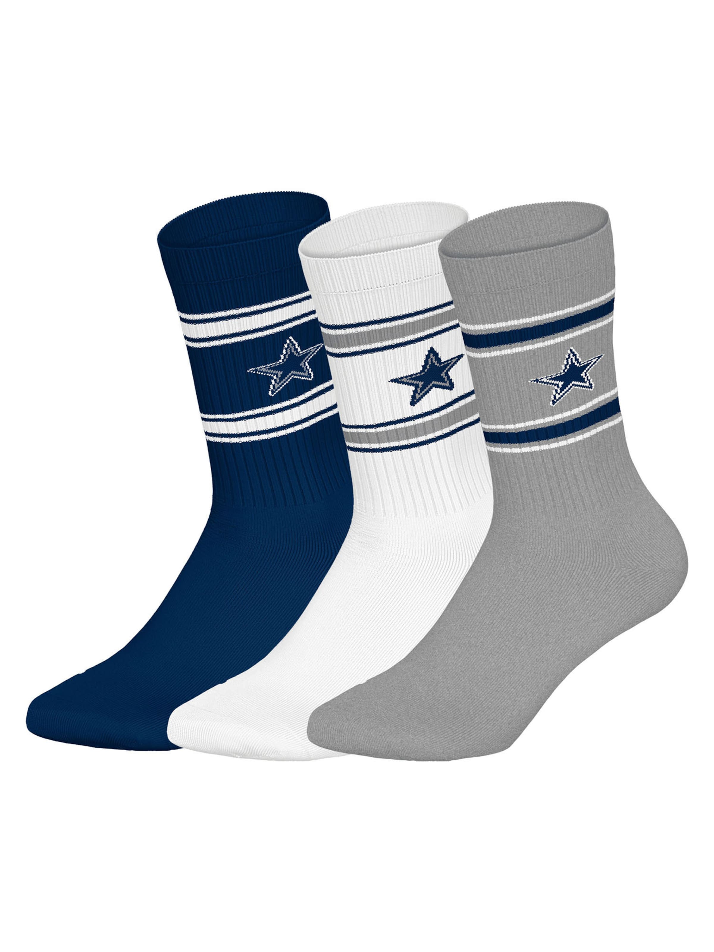 Huddle Носки 'Dallas Cowboys Crew' в цвете Navy, Mottled Grey, White
Huddle Носки 'Dallas Cowboys Crew' в цвете Navy, Mottled Grey, White