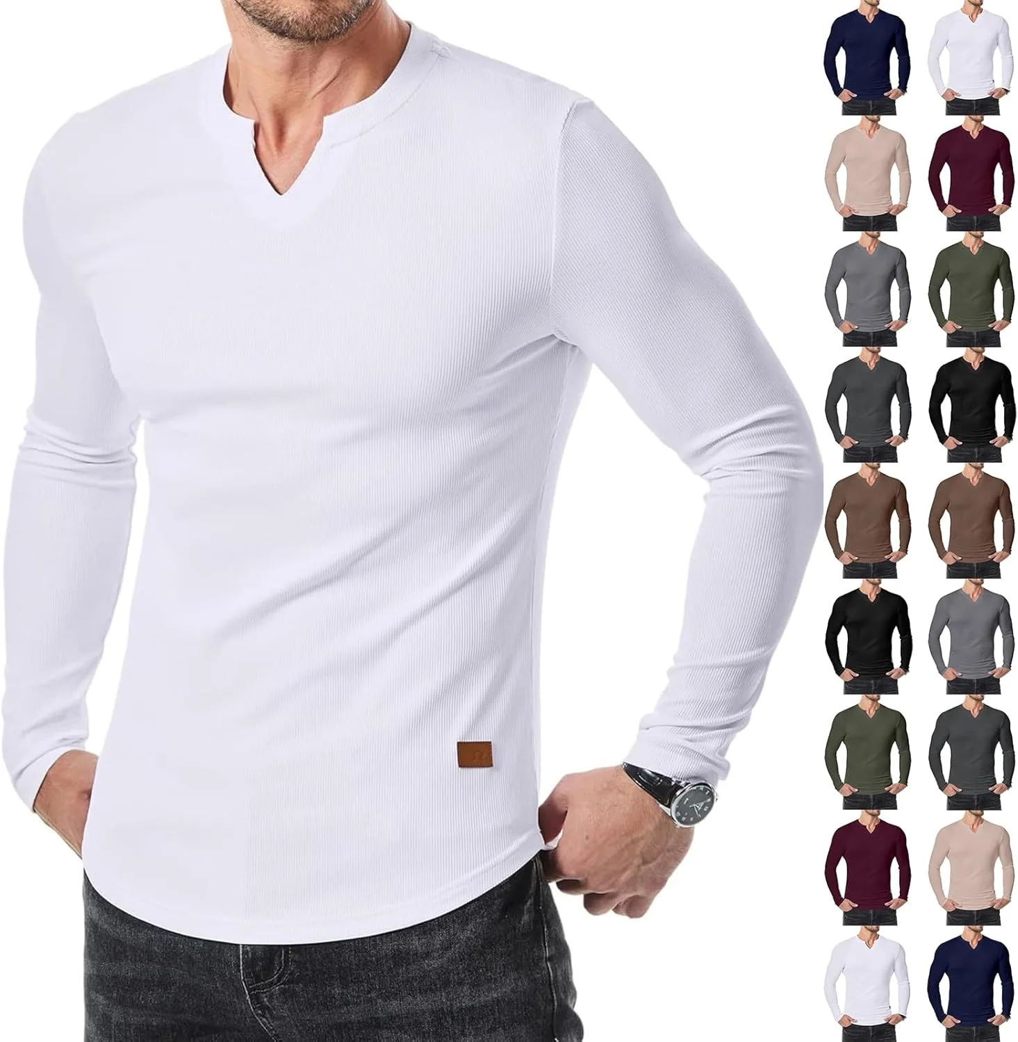 V-образный вырез, длинный рукав, мужская футболка Henley, Slim Fit ZsaeSM
V-образный вырез, длинный рукав, мужская футболка Henley, Slim Fit ZsaeSM