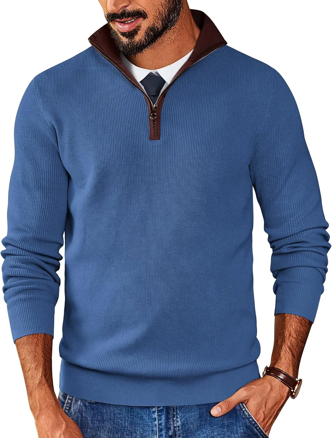 COOFANDY мужской свитер с четвертью молнии Slim Fit с воротником-стойкой
COOFANDY мужской свитер с четвертью молнии Slim Fit с воротником-стойкой