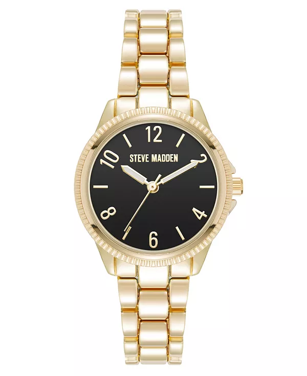 Женские повседневные часы с браслетом из сплава металла черного и золотистого оттенков, 30 мм Steve Madden, black/gold-tone
Женские повседневные часы с браслетом из сплава металла черного и золотистого оттенков, 30 мм Steve Madden, black/gold-tone