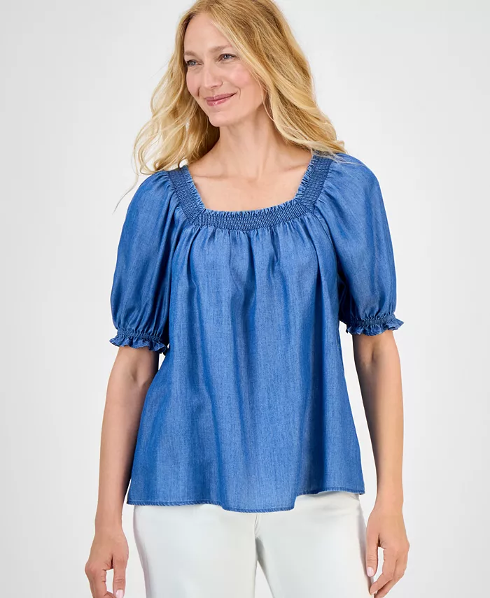 Женская блузка с квадратным вырезом и сборкой из ткани шамбре Style & Co, синий
Женская блузка с квадратным вырезом и сборкой из ткани шамбре Style & Co, синий