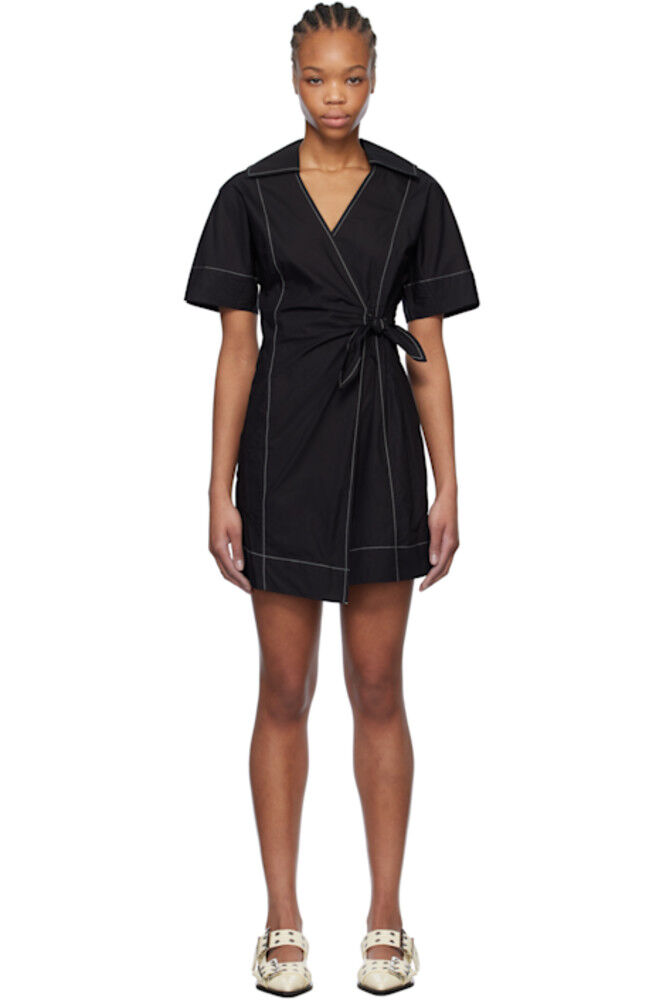 Черное мини-платье из хлопкового поплина с запахом GANNI
Черное мини-платье из хлопкового поплина с запахом GANNI