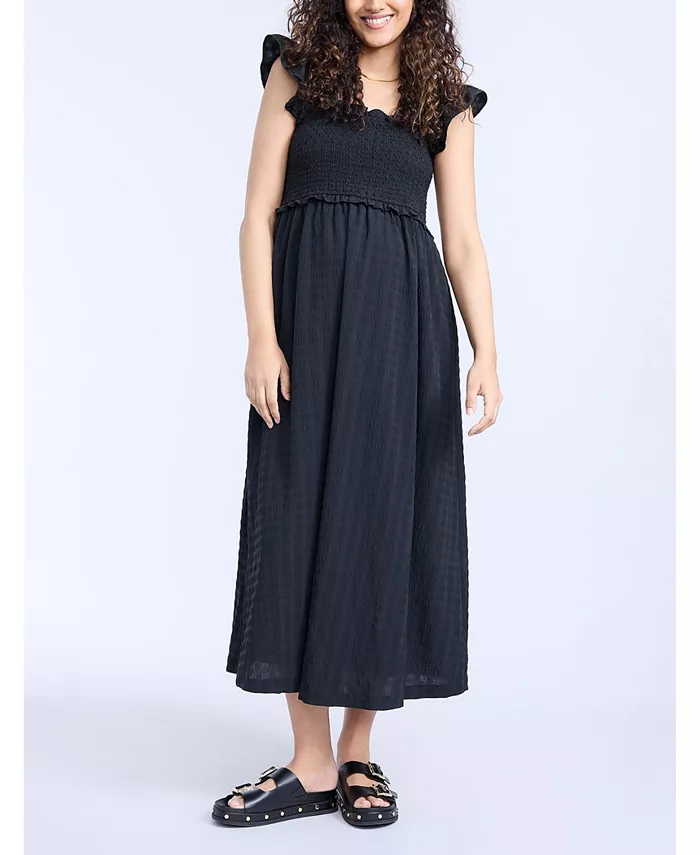 Женское платье макси без рукавов с оборками на плечах – Motherhood Maternity, черный
Женское платье макси без рукавов с оборками на плечах – Motherhood Maternity, черный