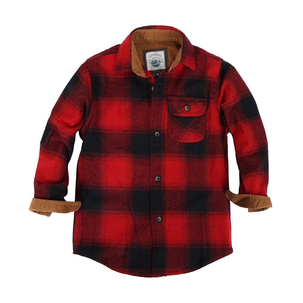 Детская фланелевая рубашка Gioberti с одним карманом и вельветовым контрастом, цвет Black Red Gradient
Детская фланелевая рубашка Gioberti с одним карманом и вельветовым контрастом, цвет Black Red Gradient