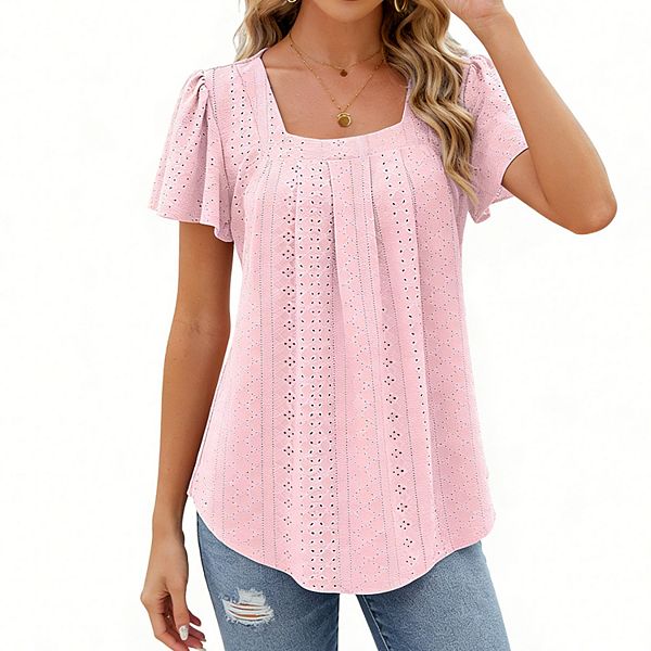 Женская блуза с квадратным вырезом и ажурной отделкой, короткий рукав-фонарик, свободный крой, летний топ Clearflower, Lt Pink
Женская блуза с квадратным вырезом и ажурной отделкой, короткий рукав-фонарик, свободный крой, летний топ Clearflower, Lt Pink