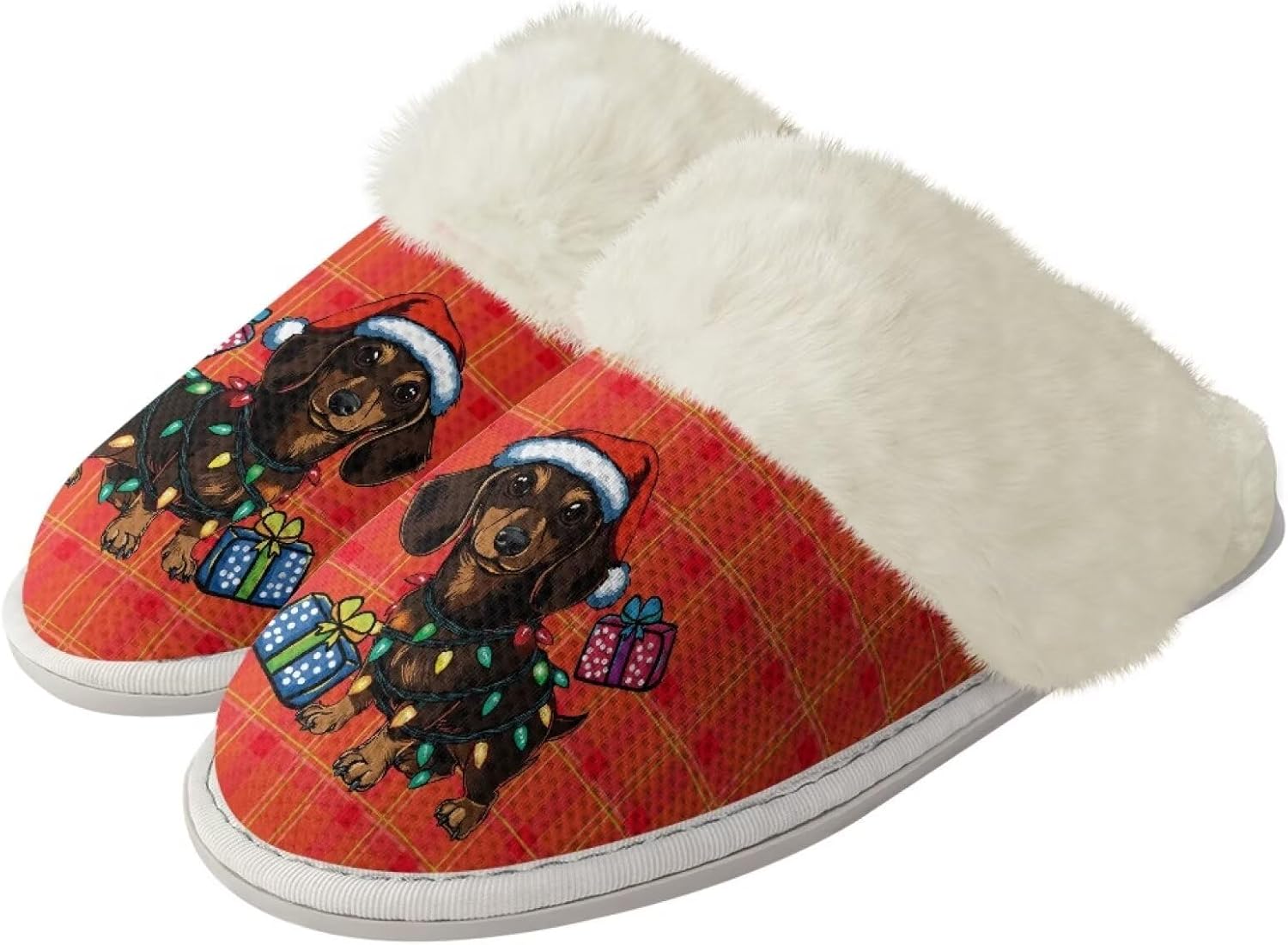 Домашние тапочки Srengjodk Slip-On, фланелевые тапочки с меховой отделкой для женщин и мужчин, его и ее тапочки, размеры 36-47, Christmas Dachshund Print
Домашние тапочки Srengjodk Slip-On, фланелевые тапочки с меховой отделкой для женщин и мужчин, его и ее тапочки, размеры 36-47, Christmas Dachshund Print