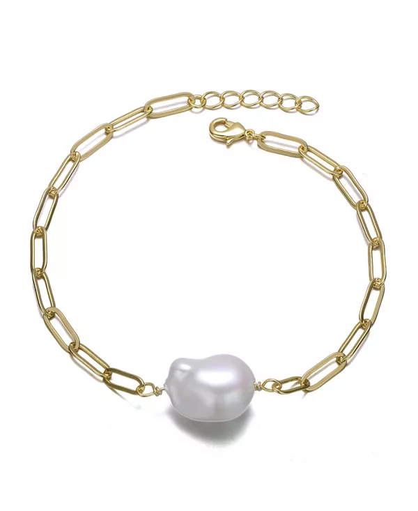 Браслет из стерлингового серебра 14 карат с белым пресноводным жемчугом в форме скрепки Genevive, gold
Браслет из стерлингового серебра 14 карат с белым пресноводным жемчугом в форме скрепки Genevive, gold